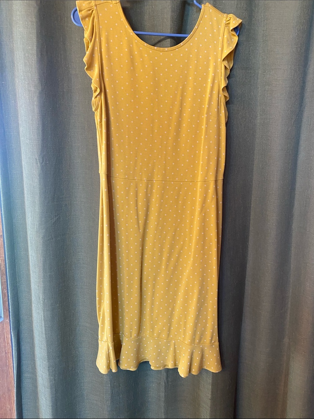 Old Navy Mustard Yellow Polka Dot Ruffle Sleeve Dress